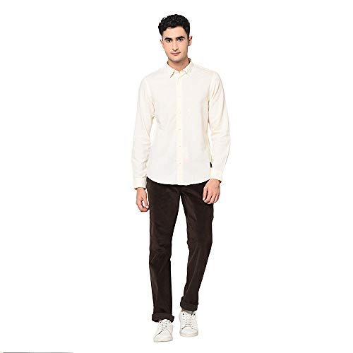 Image of Blackberrys Men's Cotton Blend Self-Design Slim Fit Casual Trousers