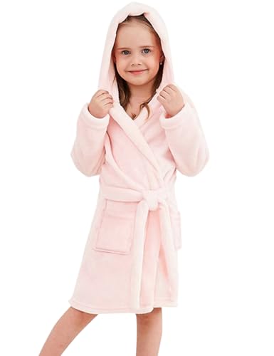 Umeyda Girls & Women Fleece Hooded Robes, Soft Fuzzy Bathrobe Warm Plush Fluffy Bath Robe for Kids Womens2