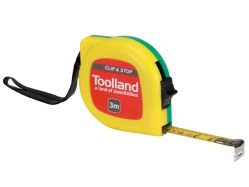 Toolland Mètre ruban pratique, avec clip et bouton de verrouillage, 3 m