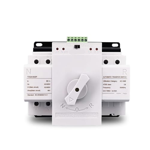 Interrupteur de transfert automatique 2P 63A pour basculement de source électrique inverseur MCB