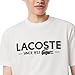 Lacoste Men's Printed Cotton T-Shirt, White Lacoste Birthdate, Medium