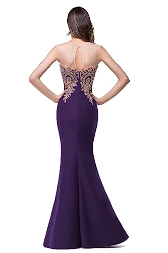 Image of Babyonline Women's Lace Applique Long Formal Mermaid Evening Prom Dresses