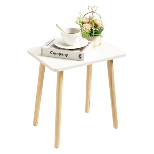 FORAOFUR Small Side Table Modern Wood Mini Coffee Table Easy Assembly Compact End Table for Living Room Bedroom Sofa Minimalist White Accent Furniture for Small Spaces