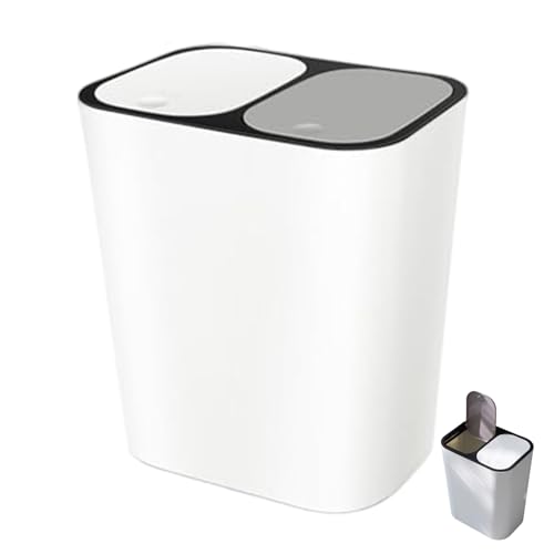 Poubelle à double compartiment avec couvercle silencieux blanc cuisi
