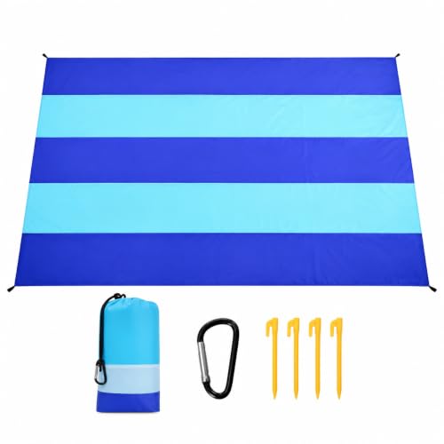 BLUE HOPE Oversized Beach Blanket 79 x 55 in, Sandproof Waterproof Lightweight Picnic Mat for 4-5 Adults, Portable Camping Hiking Outdoor Blanket