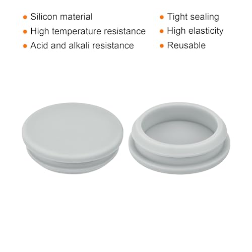 Image of MECCANIXITY 2pcs Silicone Snap in Locking Hole Plugs,40.6mm /1.6 Inch Mounting Diameter Narrow Groove Width 5mm Panel Seal Cover Round for Kitchen Bulkheads Waterproof Sealing Plugs Grey