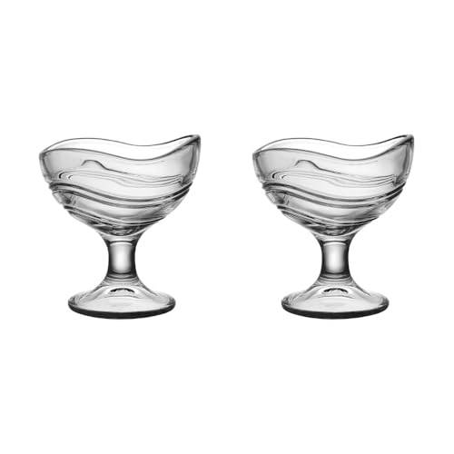 Image of Glassbunny Crystal Glass Ice Cream Cups Premium Ice Cream Glasses Cups Dishes for Home Milkshake, Yogurts, Fruit & Pudding Serving Bowl Salad Dessert Cup 150ML Pack of 2