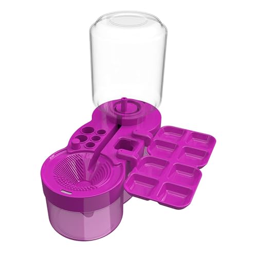 Kitchen Brush Cleaner with Brush Rinse Holder and Recycled Waste Water, Oil Brush Rinser, Brush Scrubber for Watercolour, Acrylic and Watercolours, Floor Cleaner (Purple, One Size)