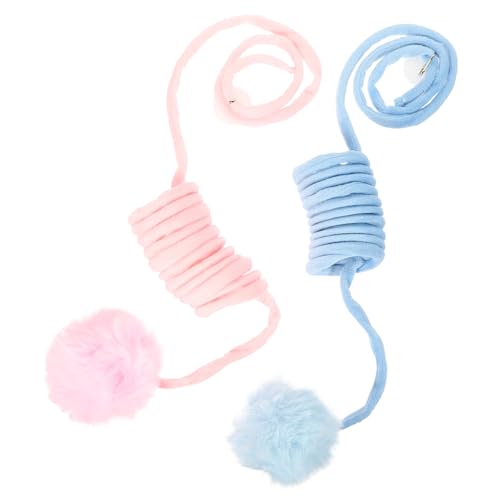 ROMISBABA 2個 ウサギ 髪 ボール おもちゃ 耐摩耗性 猫 スプリング おもちゃ