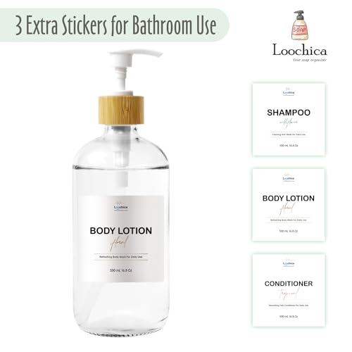 Image of LOOCHICA Clear Glass Soap Bottle - Hands Free Dispenser for Kitchen or Bathroom