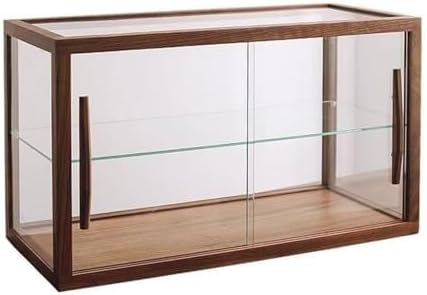Bakery Display Case - Wood Countertop Pastry Showcase for Cookies, Desserts & Cupcakes, Elegant Glass Door Cabinet for Baked Goods, Perfect for Cafes & Bakeries(B,Double Layer)