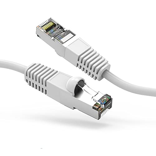 C&E 1ft (0.3M) Cat6 Shielded (SSTP) 26AWG Ethernet Network Booted Cable 1 Feet (0.3 Meters) Gigabit LAN Network Cable RJ45 High Speed Patch Cable, White (20 Pack)