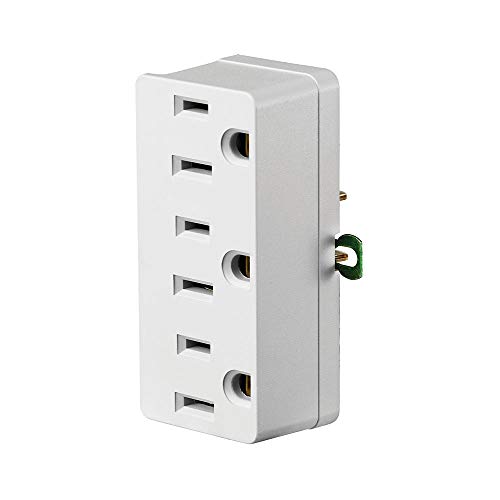 Leviton 698-W 15 Amp, 125 Volt, Grounding Triple Outlet Adapter, White, 1 Pack