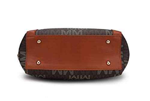 Mia K. Collection Crossbody Shoulder Handbag for Women Removable Shoulder Strap Vegan Leather Top-Handle Satchel-Tote Bag Brown