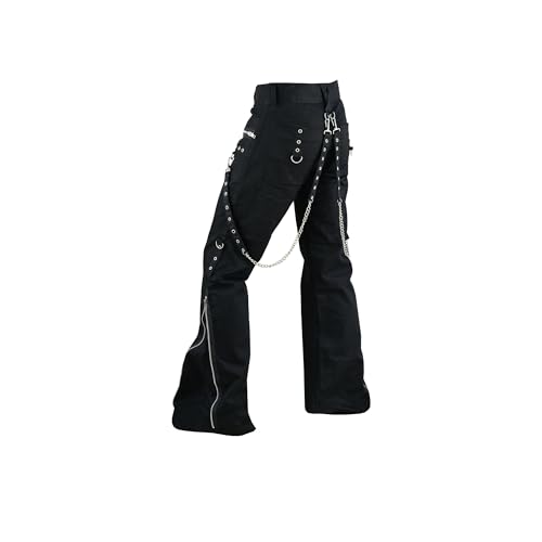 Women's Chains Black Rhinestones Gothic Punk Emo Pants Straps Baggy Pants(XL)3