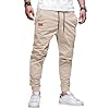TARAINYA Pantalon Homme Coton Cargo Jogging à Cordon de Serrage Taille éLastiqué Décontractées Pantalon Casual D Abricot L
