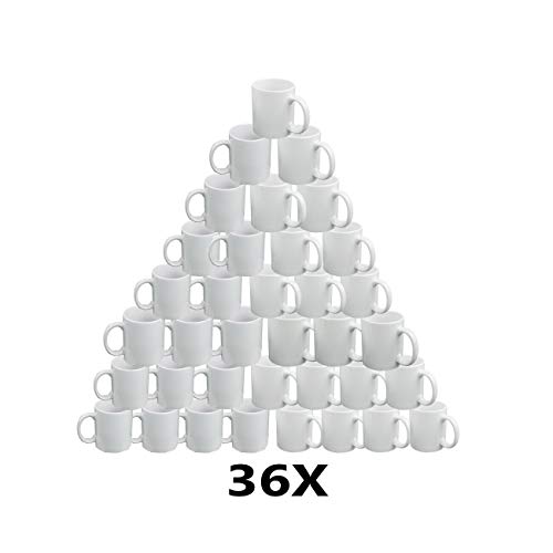 MuGuang 36 Piezas Taza en Blanco Taza de Sublimación de Tazas en Blanco de 11 oz Para Máquina de Transferencia Térmica de Prensa Térmica Herramienta de Bricolaje (Blanco)