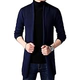 [Jotml] メンズ カーディガン ニット ジャケット スタイリッシュ シンプル ロング 丈 (ネイビー, 3XL)