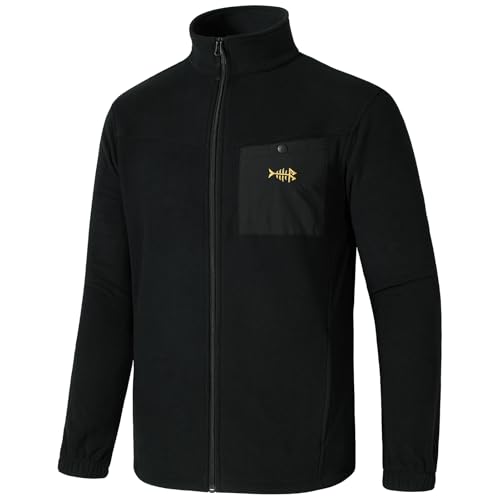 BASSDASH AllDay Men’s Full Zip Fleece Jacket Soft Sweatshirt Breathable Mid-Weight Polar Fleece Winter Coat with Pockets