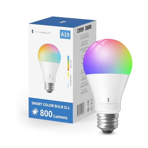 THIRDREALITY Smart Color Bulb ZL1,Zigbee hub Required,Compatible with Home Assistant(ZHA&Z2M),SmartThings,Aeotec,Homey,Hubitat or Echo Devices with Built-in Zigbee hub,A19 RGBCW Bulb,800 Lumens