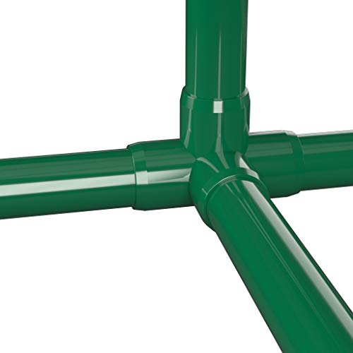 FORMUFIT 1/2" 4-Way PVC Tee Furniture Grade Fitting in Green, 0.84" Actual ID, (Pack of 10), Made in USA, UV-Resistant, Impact-Proof, Quickly Construct Tiered Structures with PVC Pipe - F0124WT-GR-10