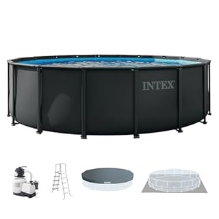 INTEX Ultra XTR 18 ft x 52 in Above Ground Pool Set, Round Swimming Pool with Steel Frame, 2100 GPH Sand Filter Pump, Ladder, Cover, & Ground Cloth