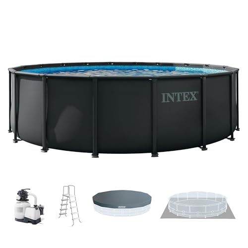 INTEX Ultra XTR 18 ft x 52 in Above Ground Pool Set, Round Swimming Pool with Steel Frame, 2100 GPH Sand Filter Pump, Ladder, Cover, & Ground Cloth
