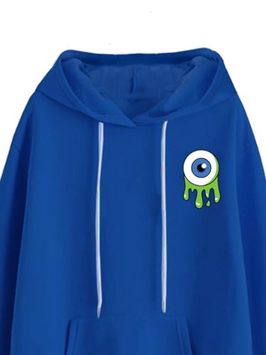 Image of Veirdo Cotton Fleece Oversized Fit Black, Grey, Green, Blue & Orange Cool & Aesthetic Hustle Monster Graphic Printed Full Sleeve Hoodie for Men