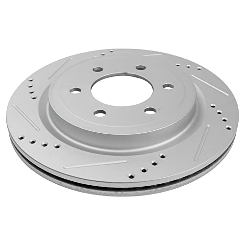 Image of TRQ Rear Performance Brake Pad, Caliper, & Rotor Kit Ceramic Vented Premium G-Coated Compatible with 2018 Ford F-150