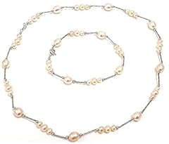 Japanese Pearl Freshwater Necklace Bracelet Peach