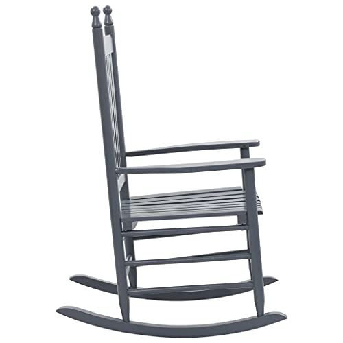 vidaXL Mecedora con Asiento Curvo Madera Silla Mobiliario Jardín Terraza Accesorios Patio Exterior Balcón Decoración Resistencia a la Intemperie Gris - imagen 7