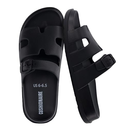 CUSHIONAIRE Orbit Waterproof EVA Womens Sandals -Comfortable Summer Slip On Slides for Women with Adjustable Buckle Strap