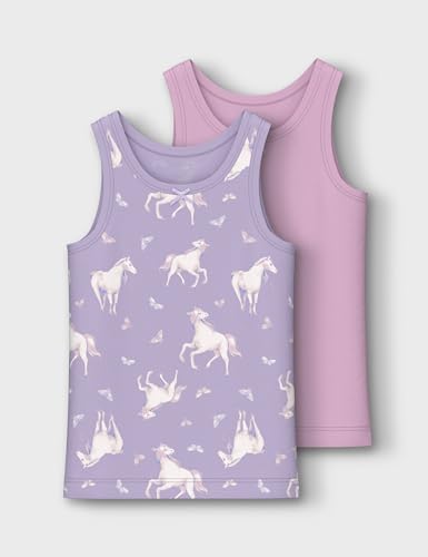 NAME IT NMFTANK Top 2P Pastel Lilac Horse Noos Camiseta, 98 para Niñas