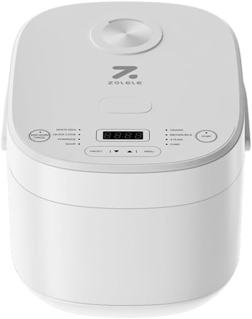 ZB600 Smart Rice Cooker 5L ZB600 Smart Rice Cooker for Rice, Porridge, Soup, Stew, and More. With 16 Preset Cooking Functions, 24-Hour Timer, Keep Warm Function, and Non-Stick Inner Pot - White