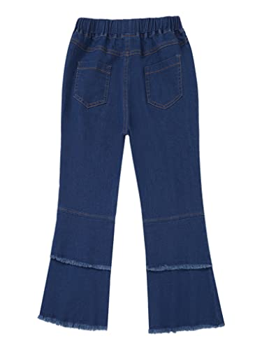 JanJean Kids Girls Bell Bottom Jeans Ruffle Flare Raw Hem Denim Pant Trousers High Waisted Wide Leg Pants Casual Leggings4