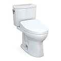 TOTO® WASHLET+® Drake® II 1G® Two-Piece Elongated 1.0 GPF Toilet with Auto Flush WASHLET+® S500e Contemporary Bidet Seat, Cotton White - MW4543046CUFGA#01