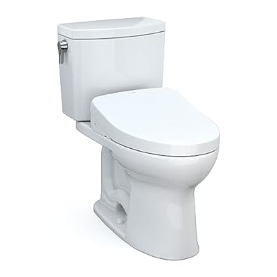 TOTO® WASHLET+® Drake® II 1G® Two-Piece Elongated 1.0 GPF Toilet with Auto Flush WASHLET+® S500e Contemporary Bidet Seat, Cotton White - MW4543046CUFGA#01