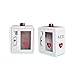 AED Defibrillator Storage Cabinet with Key, Wall-Mounted Steel First Aid Defibrillation Alarm Box for Home, Nursing, Bus, Public Places - Fits Most AED Models
