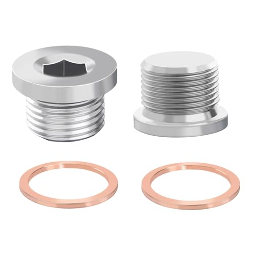 Tanbupu 2 PACK M18 X 1.5 Universal Fit with 304 Stainless Steel Sensor Plug Inner Hex Head with Red Copper O-Ring for Automotive Car Bike Motocycle ATV UTV and Other Transportatin