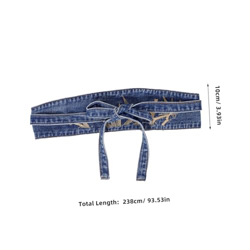 Vintage Denim Waist Belt for Women Wide Corset Waistband with Embroidered Leaf Design Fashion Accessory for Dresses and Jeans2