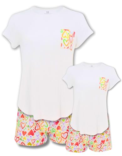 Unique Baby Rainbow Shorts Mommy and Me Outfits Matching Mom Daughter Mothers Day Clothing Shirts Shorts Set (4t)