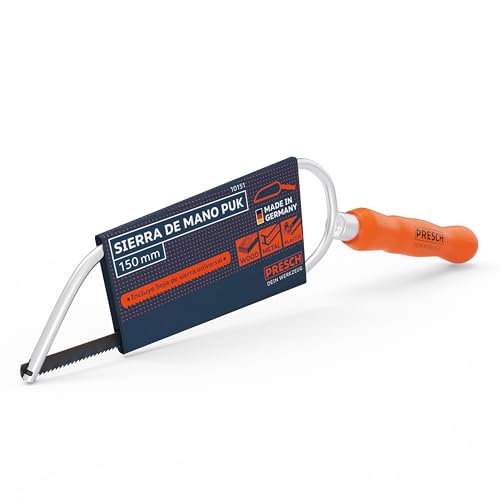 Presch Sierra de mano PUK 150mm incl. hoja de sierra universal - Sierra de mano original PUK 150mm - Sierra pequeña para metal, metal no ferroso, plástico, aluminio, todas las maderas