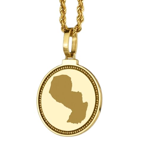 Pendentif carte du Paraguay argent et or bijou de voyage unisexe pour globe-trotteur baroudeur
