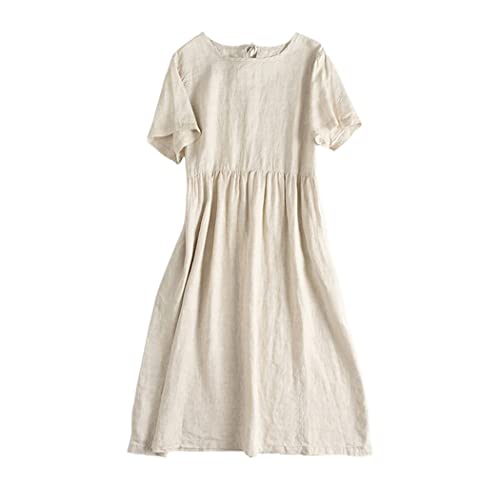 Robe d'été vintage fluide en coton lin pour éviter la chaleur en XL