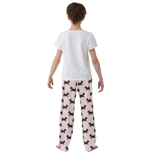 ZZKKO Scottish Terrier Dogs Polka Dots Boys Pants for Kids Jogger Pants with Pockets S-XL3