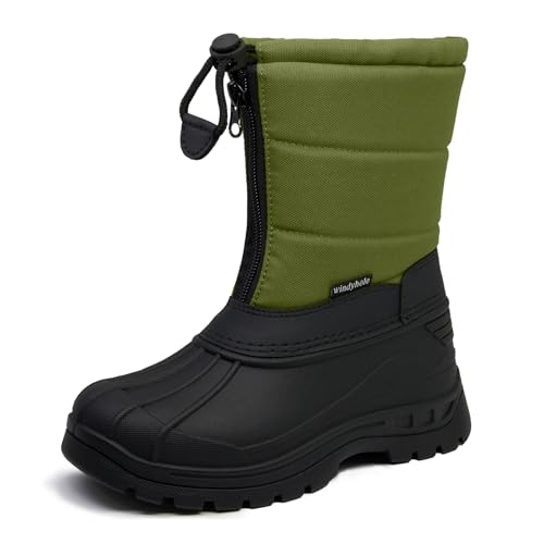 Finding the Best Kids Snow Boots for Wide Feet: A Guide 14 windyhole Kids Waterproof Warm Cold Weather Winter Snow Boots for Boys Girls Anti-Slip Insulated Boots(Green,3 Big Kid)