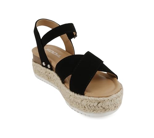 Soda “FIRELY” ~ Women Round Toe Crisscross Band Platform Espadrille Wedge Sandal with Adjustable Ankle Strap4
