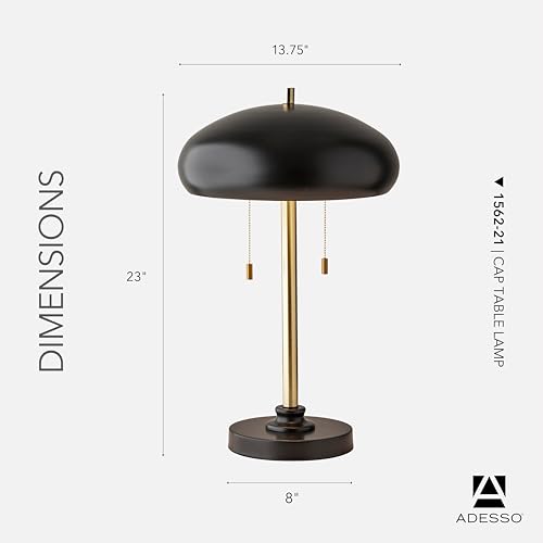 Lámpara de mesa negra y latón antiguo 23 pulgadas miniatura 6