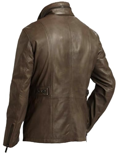 Men's Genuine Lambskin Leather Biker Jacket Real Leather M65 Field Brown Jacket Leather Coat2
