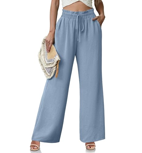 Lepunuo Flowy Wide Leg Pants High Waisted Palazzo Pants Casual Pants Boho Lounge Pants Vacation Travel Outfits